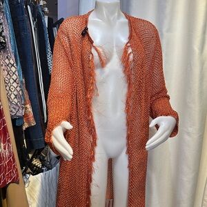 Orange Open-Front Cardigan